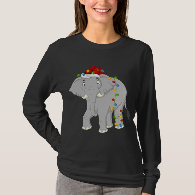 Elephant Animal Lover Xmas Weihnachtsmannmütze Ele T-Shirt (Vorderseite)