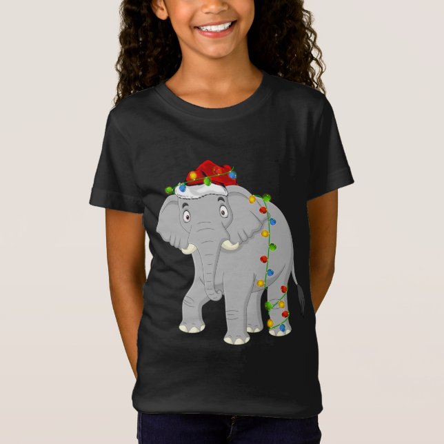 Elephant Animal Lover Xmas Weihnachtsmannmütze Ele T-Shirt (Vorderseite)