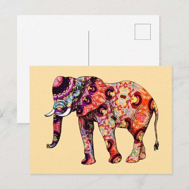 Elephant Animal Traditional Chinese Patterns  Postkarte (Vorne/Hinten)