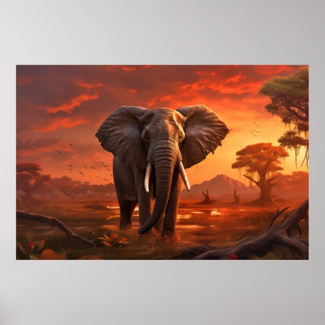 Elephant Animal Wildlife Wilderness Kunst Poster (Vorne)