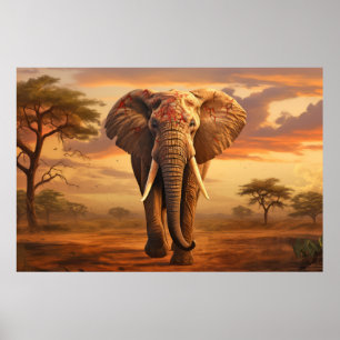 Elephant Animal Wildlife Wilderness Kunst Poster