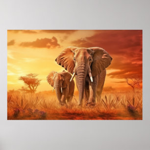 Elephant Animal Wildlife Wilderness Kunst Poster