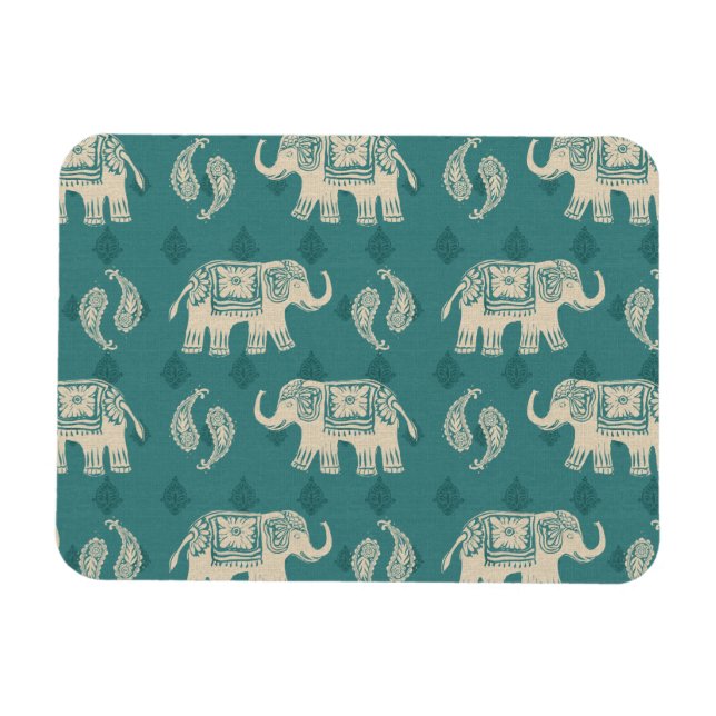 Elephant Aquamarin Caravan Muster Magnet (Horizontal)