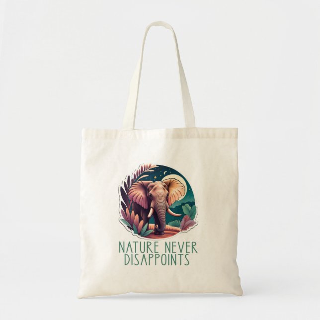 ELEPHANT Art NATURE NIEMALS DISAPPOINTS Tragetasche (Vorne)