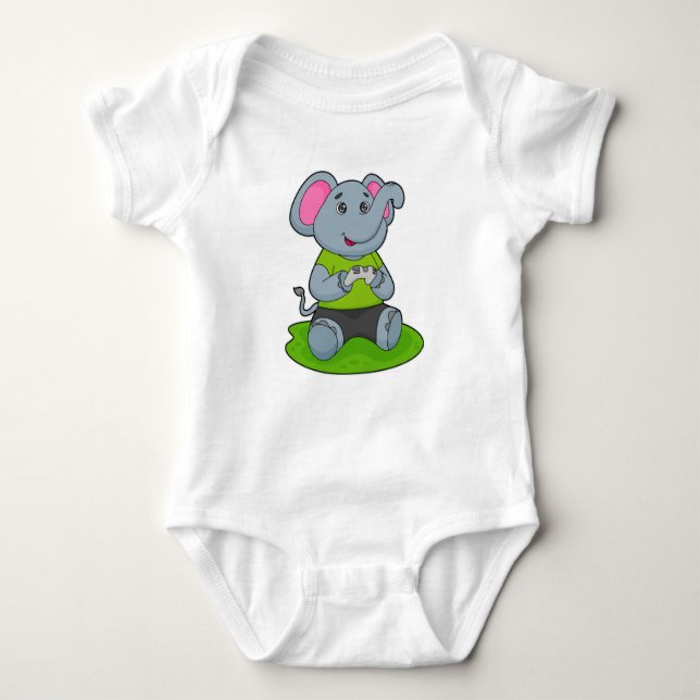 Elephant as Gamer Baby Strampler (Vorderseite)