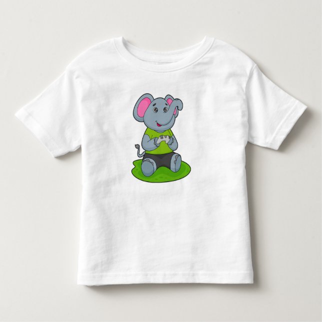 Elephant as Gamer Kleinkind T-shirt (Vorderseite)