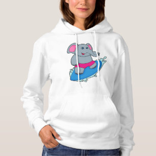 Elephant as Surfer with Surfboard Hoodie