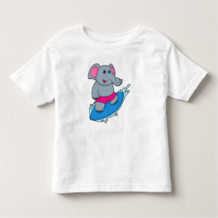 Elephant as Surfer with Surfboard Kleinkind T-shirt