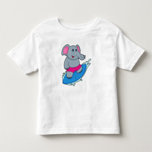 Elephant as Surfer with Surfboard Kleinkind T-shirt (Vorderseite)