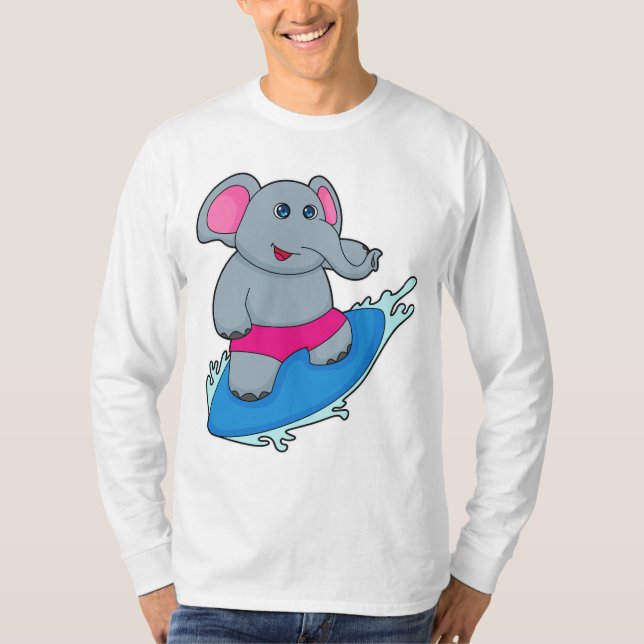 Elephant as Surfer with Surfboard T-Shirt (Vorderseite)