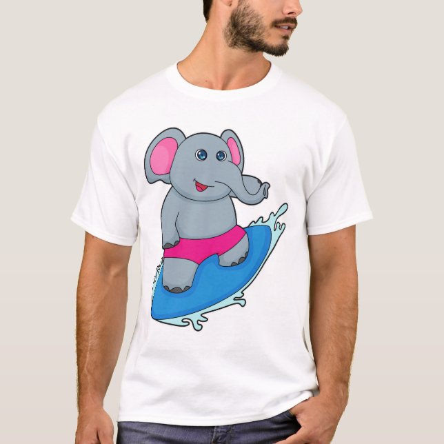 Elephant as Surfer with Surfboard T-Shirt (Vorderseite)