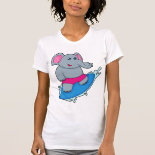 Elephant as Surfer with Surfboard T-Shirt