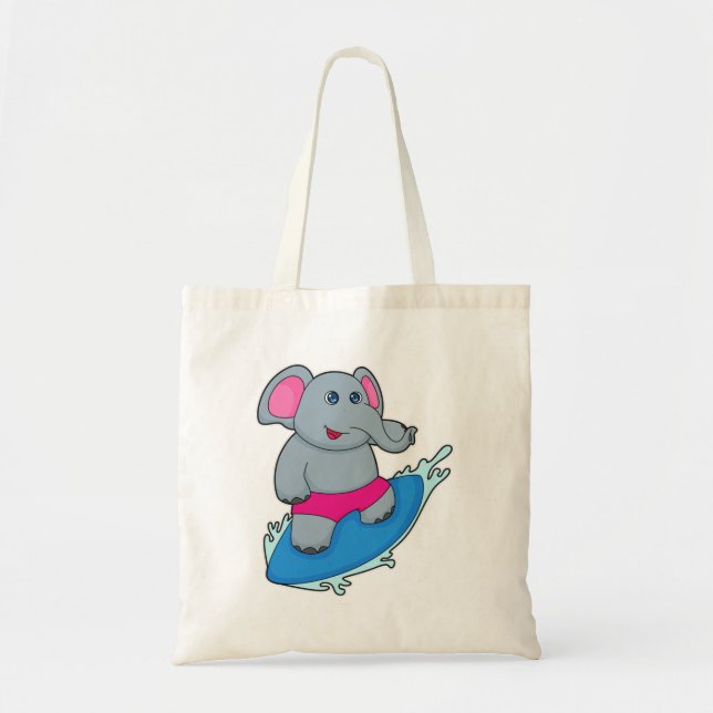 Elephant as Surfer with Surfboard Tragetasche (Vorne)