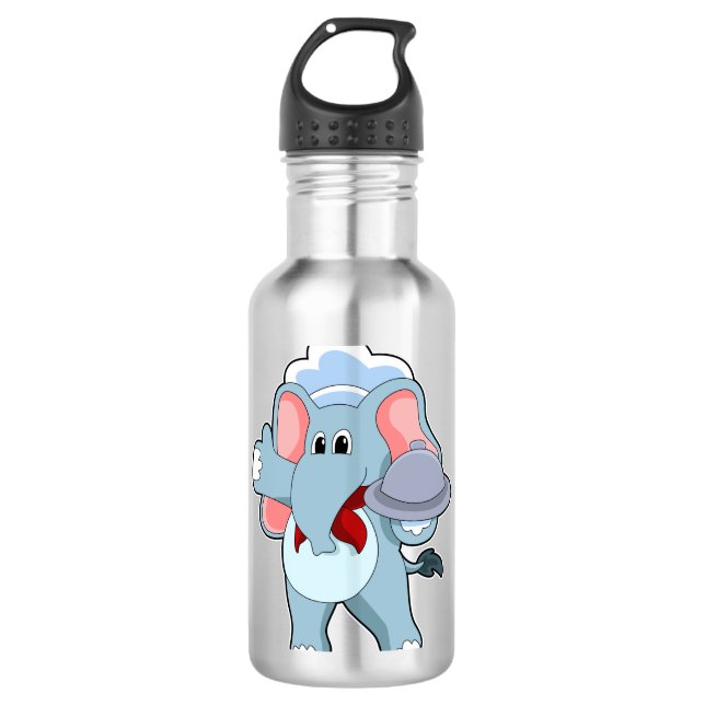 Elephant as Waiter with Platter Edelstahlflasche (Vorderseite)