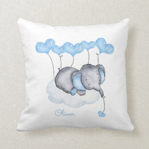 Elephant auf Cloud - Gray Blue Baby Boy Kinderzimm Kissen