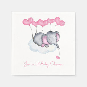 Elephant auf Cloud Pink Balloons Girl Baby Shower Serviette