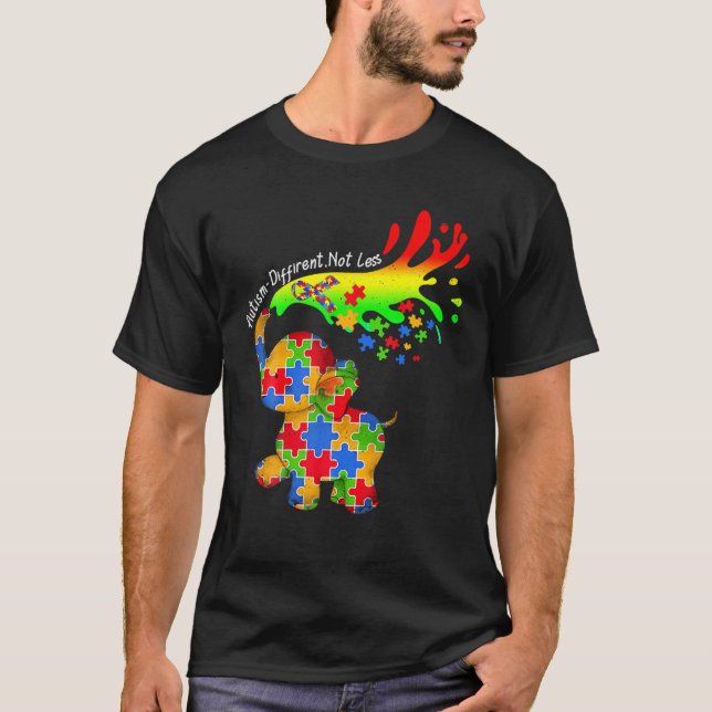 Elephant Autism Different Not Less Be Kind Puzzle T-Shirt (Vorderseite)