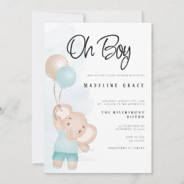 Elephant Baby Boy Baby Shower Einladung