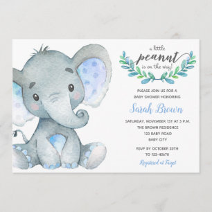Elephant baby Boy Dusche Einladungen (Wasserfarbe)
