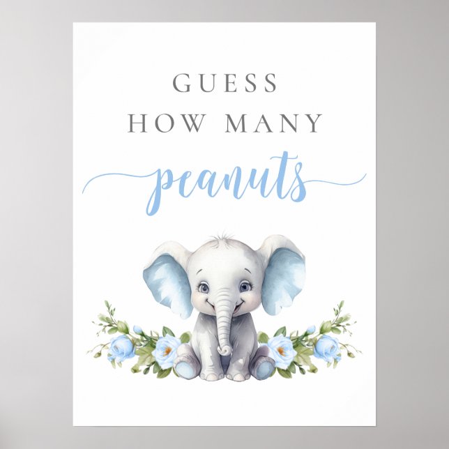 Elephant Baby Boy Dusche schätzt wie viele Erdnüss Poster (Vorne)