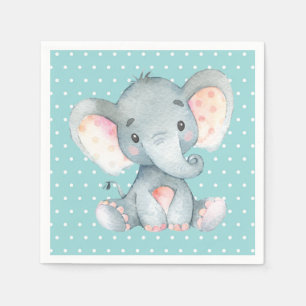 Elephant Baby Dusche Aqua Aquamarin Türkis Napkins Serviette