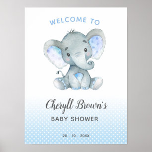 Elephant Baby Dusche Begrüßungszeichen Blue Boys P Poster