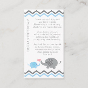 Elephant Baby Dusche bringen ein Buch Beilage Blue Begleitkarte