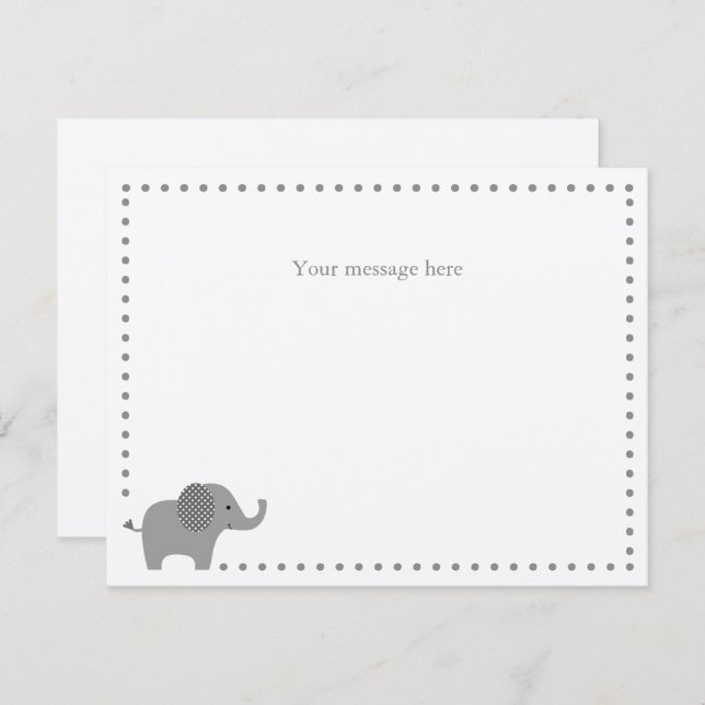 Elephant Baby Dusche Danke Note Card Mitteilungskarte (Vorne/Hinten)