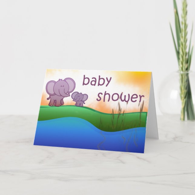 Elephant Baby Dusche Einladungskarten (Vorderseite)