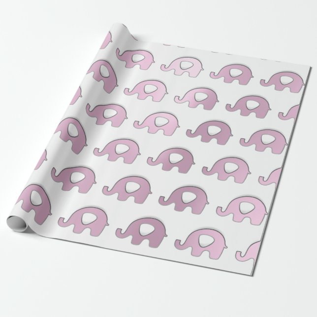 Elephant Baby Dusche Gastgeschenk Weißes Rosenherz Geschenkpapier (Ungerollt)