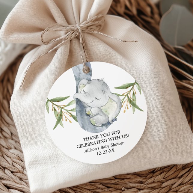 Elephant baby Dusche Gender-Neutral-Gefälligkeitsm Geschenkanhänger (Von Creator hochgeladen)