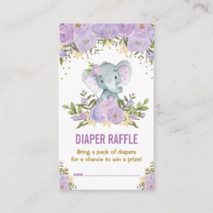 Elephant Baby Dusche Lila florale Windeln Raffel Begleitkarte