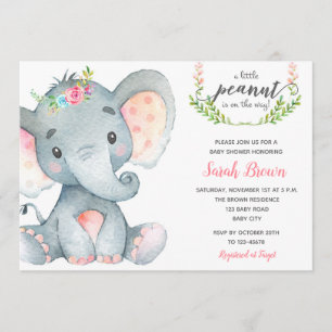 Elephant baby Dusche Mädchen Dusche Einladungen