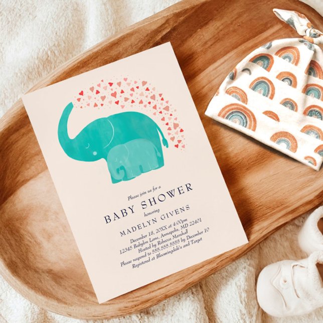 Elephant Baby Dusche mit Mutter und Kalb Einladung (Von Creator hochgeladen)
