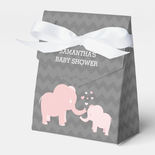 Elephant Baby Dusche Pink Gray Zent Fevor Box Geschenkschachtel (Vorderseite)