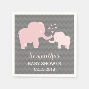 Elephant Baby Dusche Rosa und Grau Papier Napkins Serviette