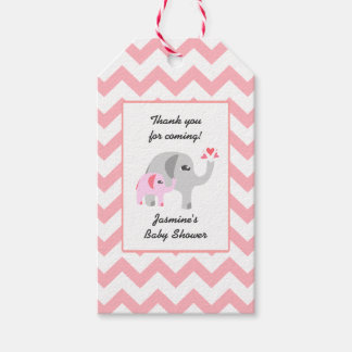 Elephant Baby Dusche Rosa und Weiß Geschenkanhänger