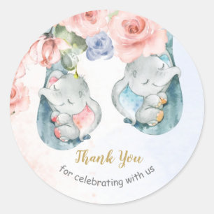 Elephant Baby Dusche Runde Danke Stickers