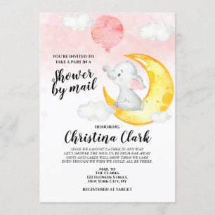 Elephant Baby Dusche von Mail Baby Girl Pink Einladung