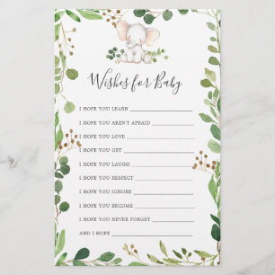 Elephant Baby Dusche Wünsche für Baby