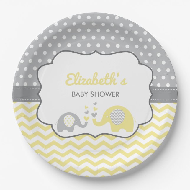 Elephant Baby Duschplatte, EDITABLE FARBE Pappteller (Vorderseite)