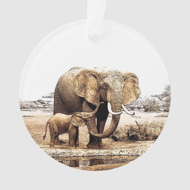 Elephant & Baby Elephant Ornament (Vorderseite)
