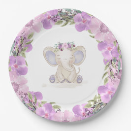 Elephant Baby Girl Babyduschplatte Pappteller