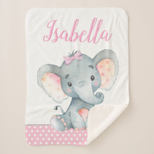 Elephant Baby Girl Blanket Sherpadecke