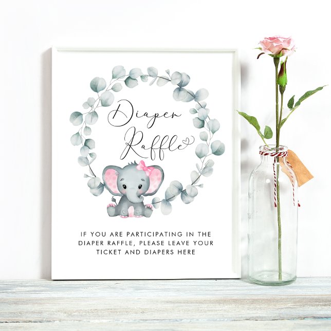 Elephant Baby Girl Duschdusche Windeln Raffle Drop Poster (Von Creator hochgeladen)