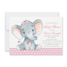 Elephant Baby Girl Shower Einladungen