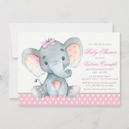 Elephant Baby Girl Shower Einladungen