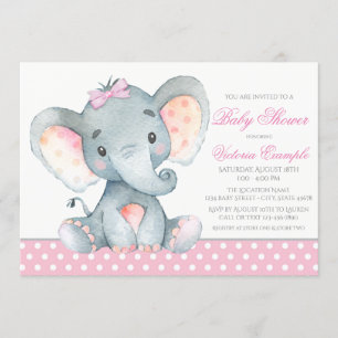 Elephant Baby Girl Shower Einladungen