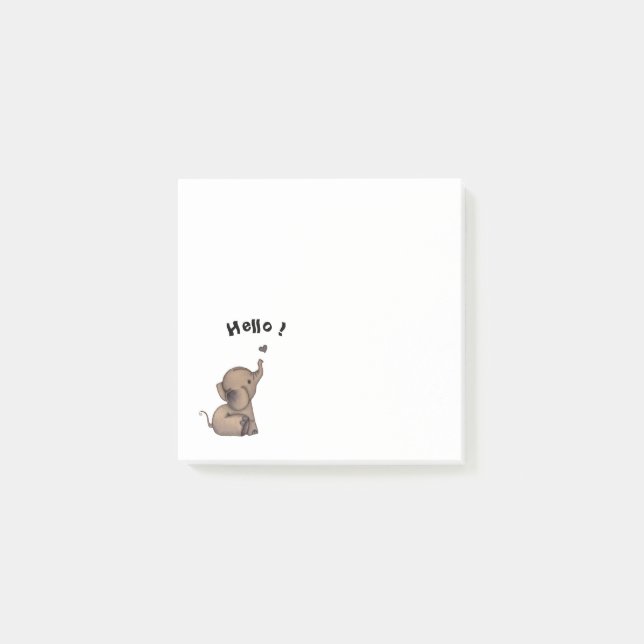 Elephant Baby Hello Post-it Klebezettel (Vorderseite)