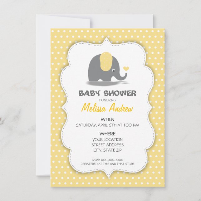 Elephant baby invitation shower einladung (Vorderseite)